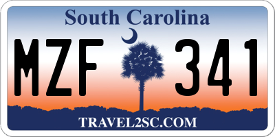 SC license plate MZF341