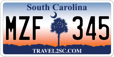 SC license plate MZF345