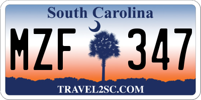 SC license plate MZF347