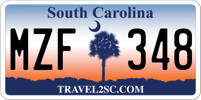 SC license plate MZF348