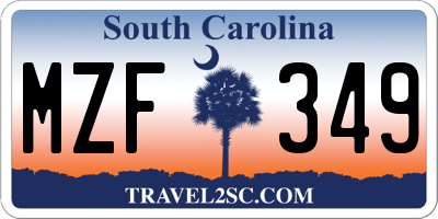 SC license plate MZF349