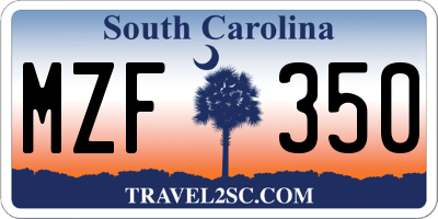 SC license plate MZF350