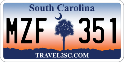 SC license plate MZF351
