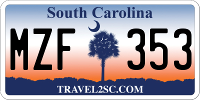SC license plate MZF353