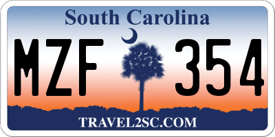 SC license plate MZF354