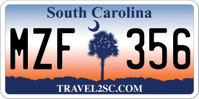 SC license plate MZF356