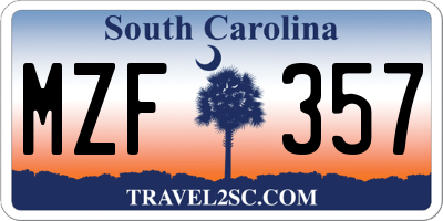 SC license plate MZF357