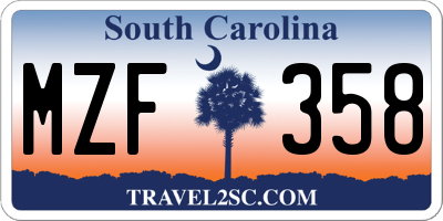 SC license plate MZF358