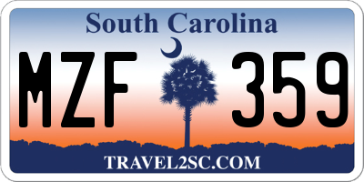 SC license plate MZF359