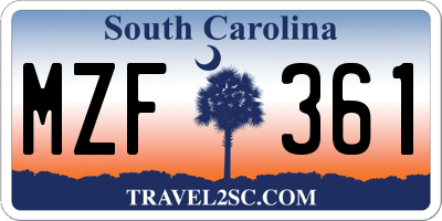 SC license plate MZF361