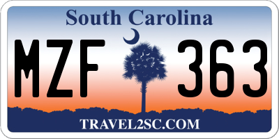 SC license plate MZF363