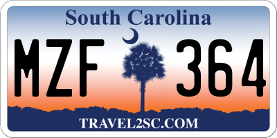 SC license plate MZF364