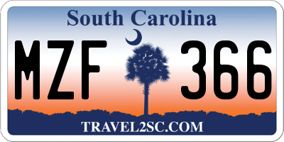 SC license plate MZF366