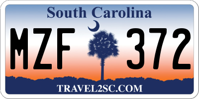 SC license plate MZF372