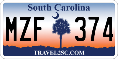 SC license plate MZF374
