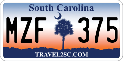SC license plate MZF375