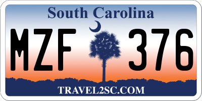 SC license plate MZF376