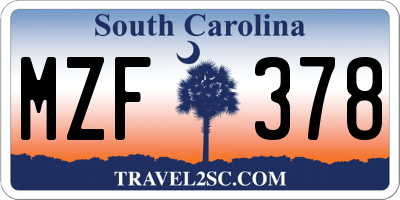 SC license plate MZF378