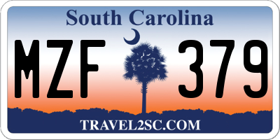 SC license plate MZF379