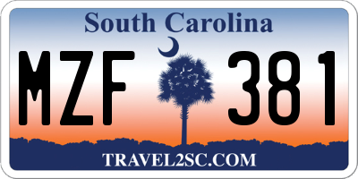 SC license plate MZF381