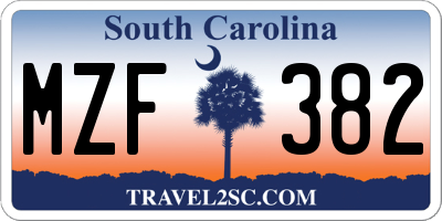 SC license plate MZF382