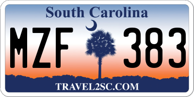 SC license plate MZF383