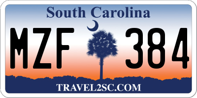 SC license plate MZF384