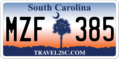 SC license plate MZF385