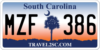 SC license plate MZF386