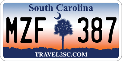 SC license plate MZF387