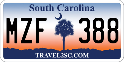 SC license plate MZF388