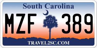 SC license plate MZF389