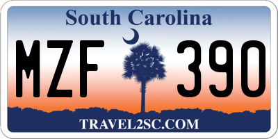 SC license plate MZF390