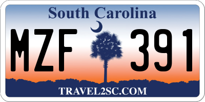 SC license plate MZF391