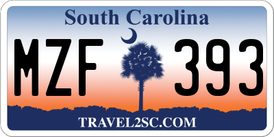 SC license plate MZF393