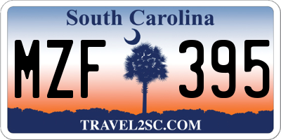 SC license plate MZF395