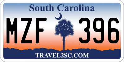 SC license plate MZF396