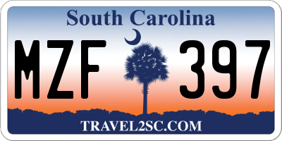 SC license plate MZF397