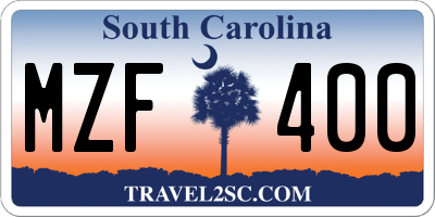 SC license plate MZF400