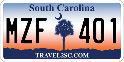 SC license plate MZF401