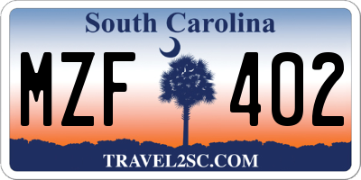 SC license plate MZF402