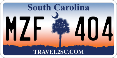 SC license plate MZF404