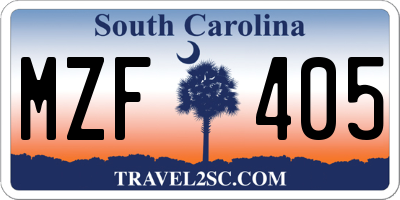 SC license plate MZF405