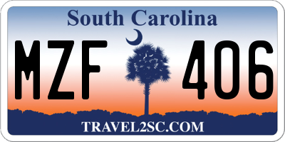 SC license plate MZF406