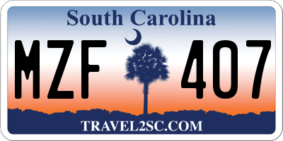 SC license plate MZF407