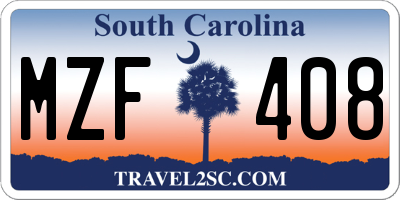 SC license plate MZF408