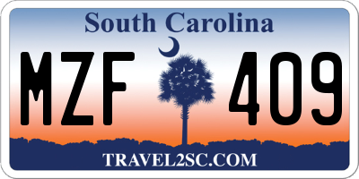 SC license plate MZF409