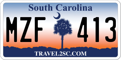 SC license plate MZF413