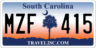 SC license plate MZF415