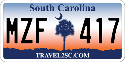 SC license plate MZF417